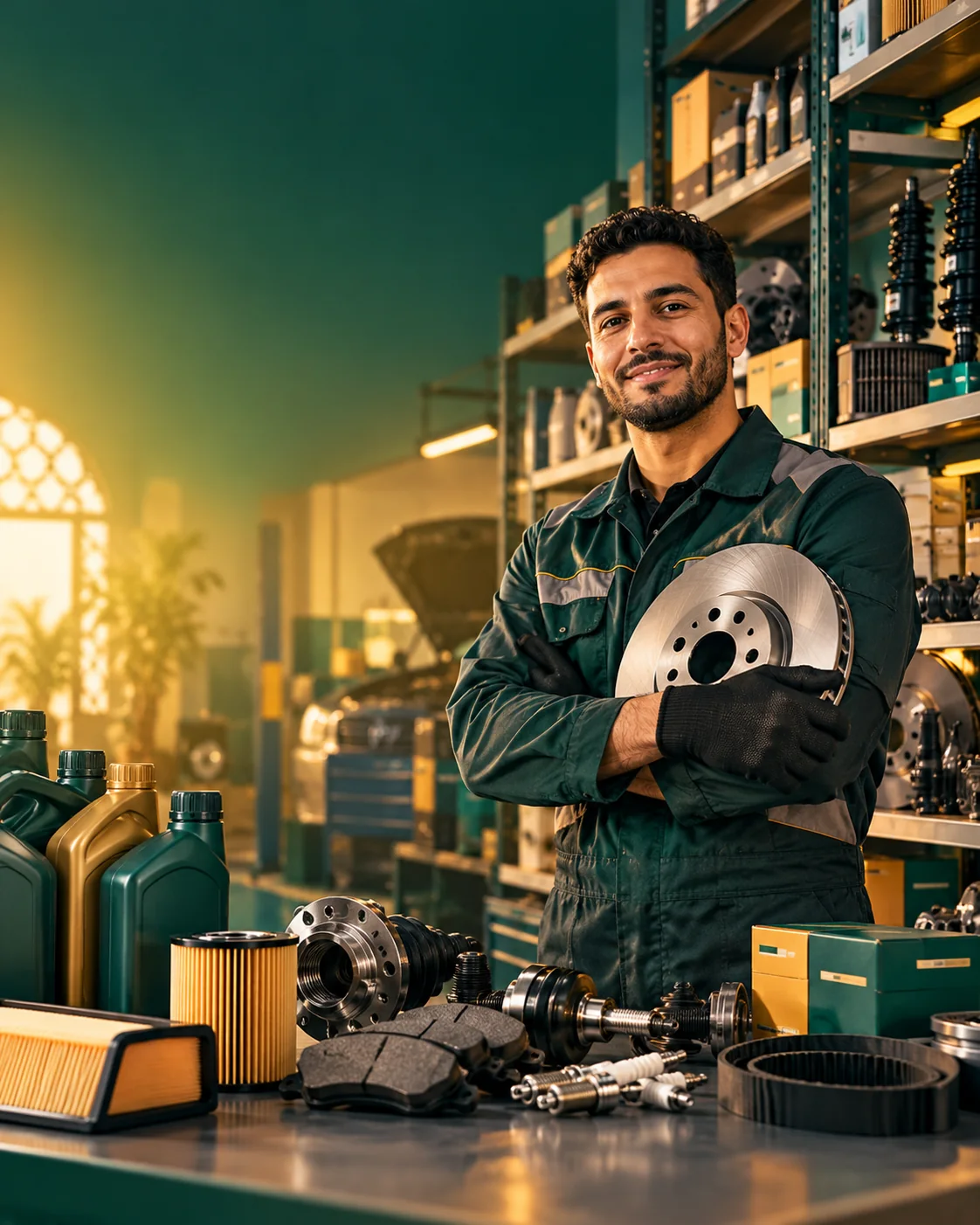 قطع غيار سيارات معروضة في متجر متخصص